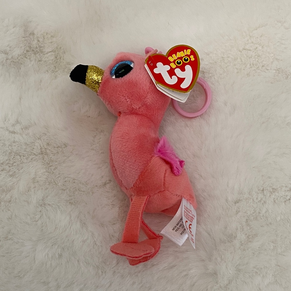 Ty Pink Flamingo Plush “Gilda” Clip w/Glitter Beak from Ty Beanie Boo Collection